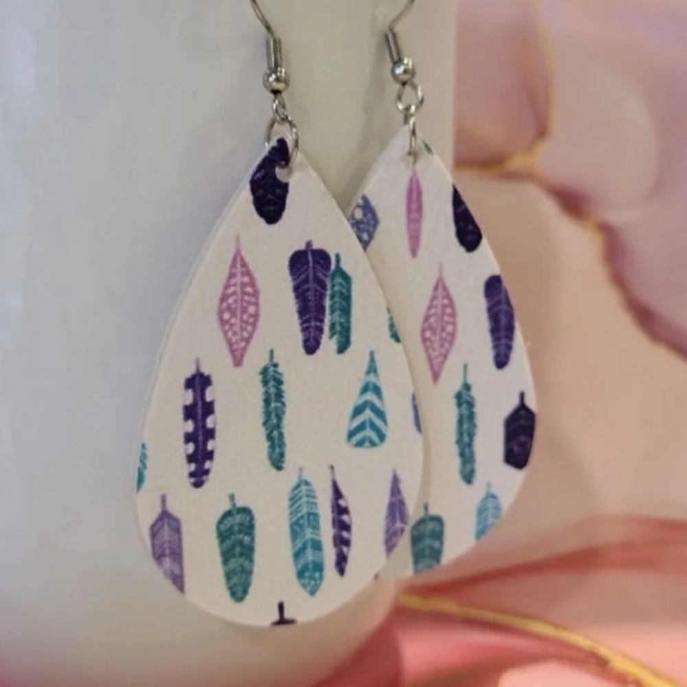 Feather Faux Leather Earrings